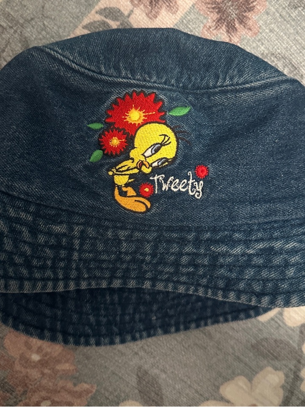 Tweety Embroidered Vintage 90s Denim Bucket Hat
